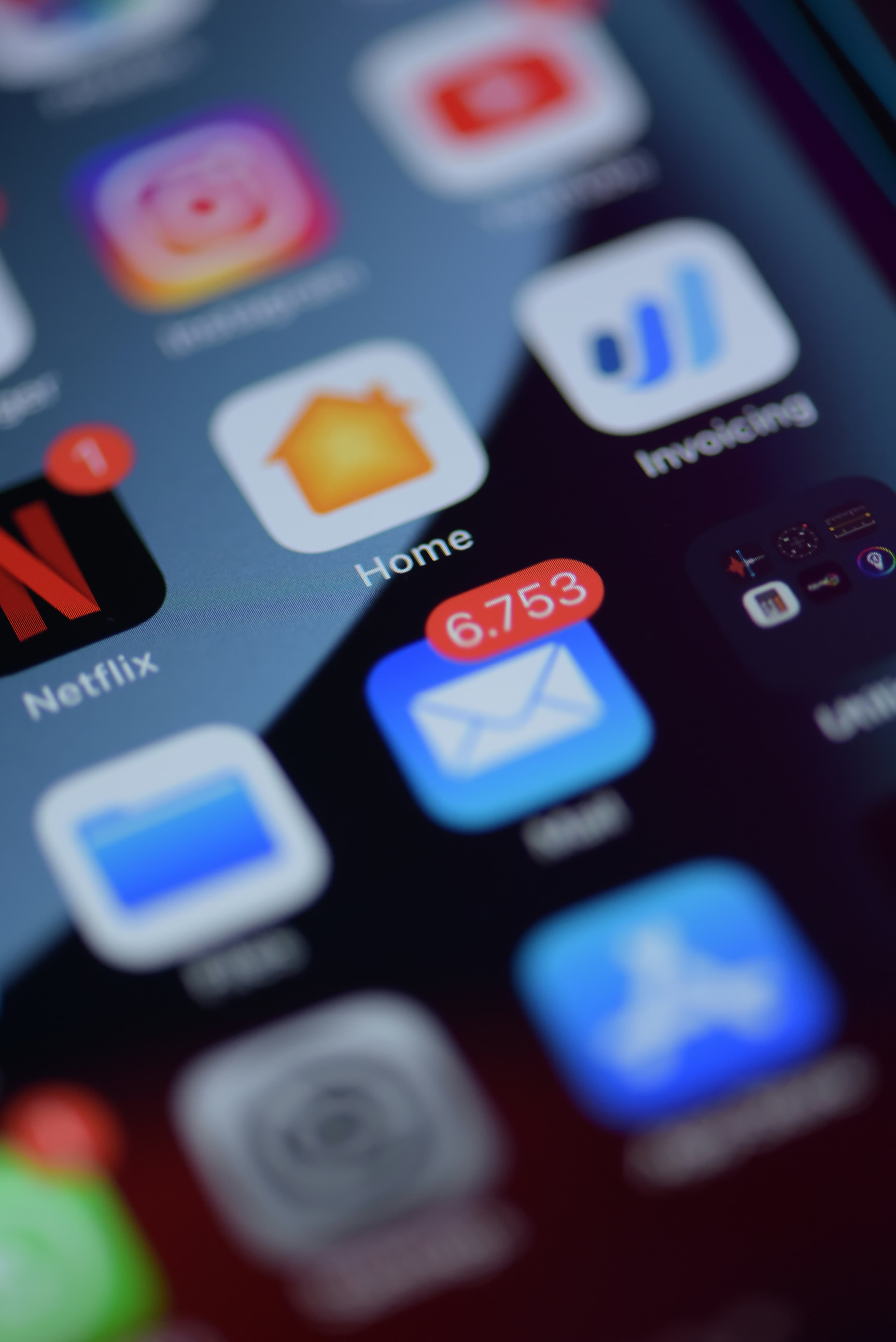 Phone with overflowing email notifications